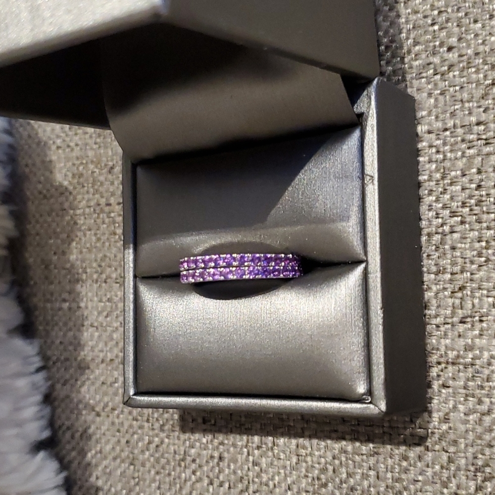 2 amethyst stackable silver rings - Picture 2 of 3